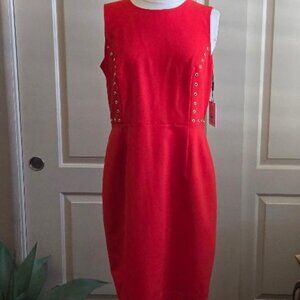 CALVIN KLEIN SHEATH DRESS WITH GROMMETS   SZ 12P NWT